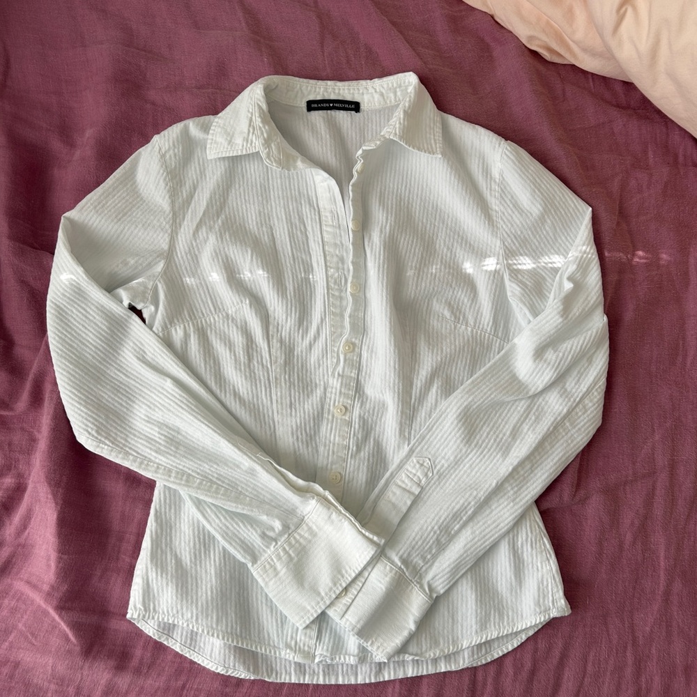 Brandy melville stephanie white button up shirt
